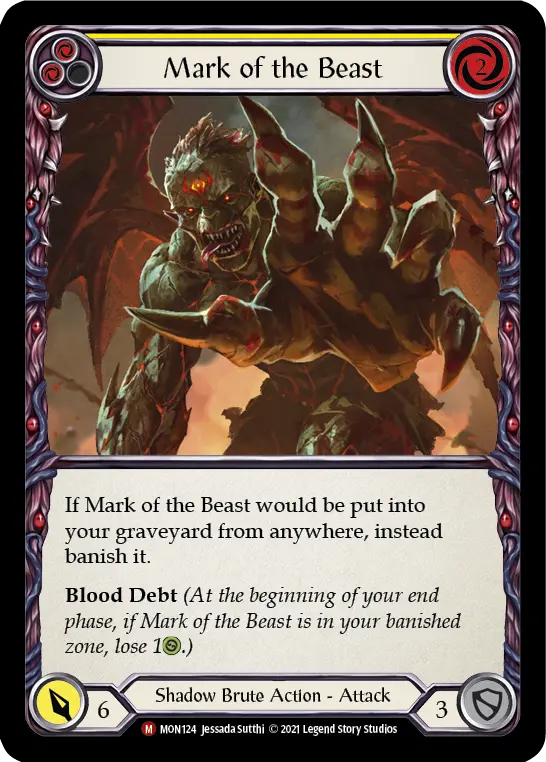 Mark of the Beast — Monarch Flesh and Blood card by Jessada Sutthi