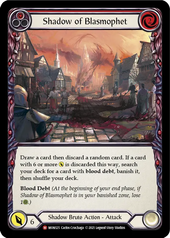 Shadow of Blasmophet — Monarch Flesh and Blood card by Carlos Cruchaga