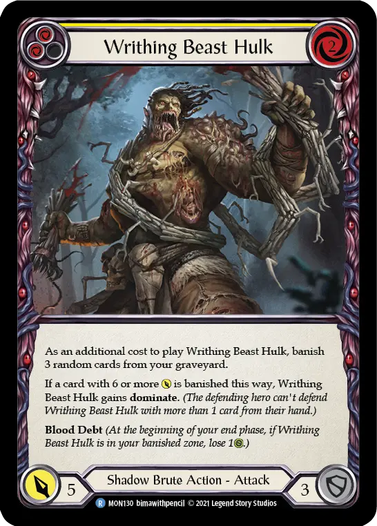 Writhing Beast Hulk (Yellow) — Monarch Flesh and Blood card by bimawithpencil