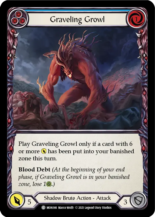 Graveling Growl (Blue) — Monarch Flesh and Blood card by Marco Wulfr