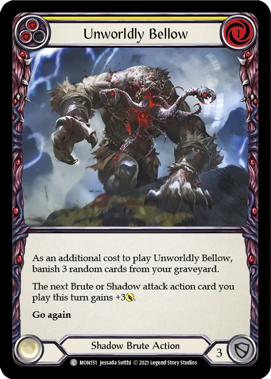 Unworldly Bellow (Yellow) — Monarch Flesh and Blood card by Jessada Sutthi