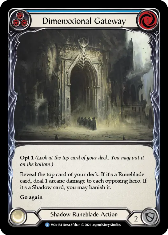 Dimenxxional Gateway (Blue) — Monarch Flesh and Blood card by Reza Afshar