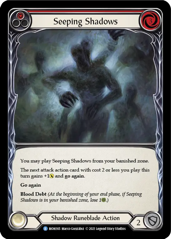 Seeping Shadows (Red) — Monarch Flesh and Blood card by Marco González