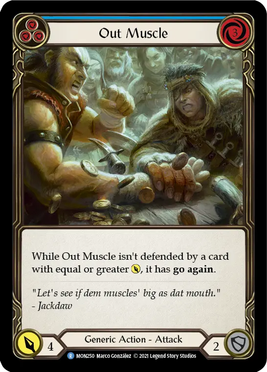 Out Muscle (Blue) — Monarch Flesh and Blood card by Marco González