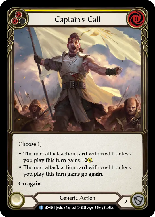 Captain's Call (Yellow) — Monarch Flesh and Blood card by Joshua Raphael