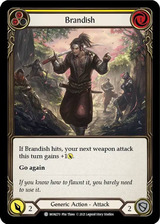 Brandish (Yellow) — Monarch Flesh and Blood card by Phu Thieu