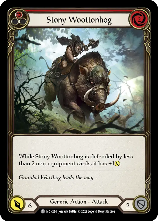 Stony Woottonhog (Red) — Monarch Flesh and Blood card by Jessada Sutthi