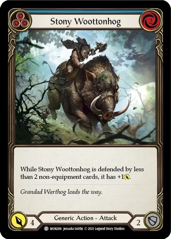 Stony Woottonhog (Blue) — Monarch Flesh and Blood card by Jessada Sutthi