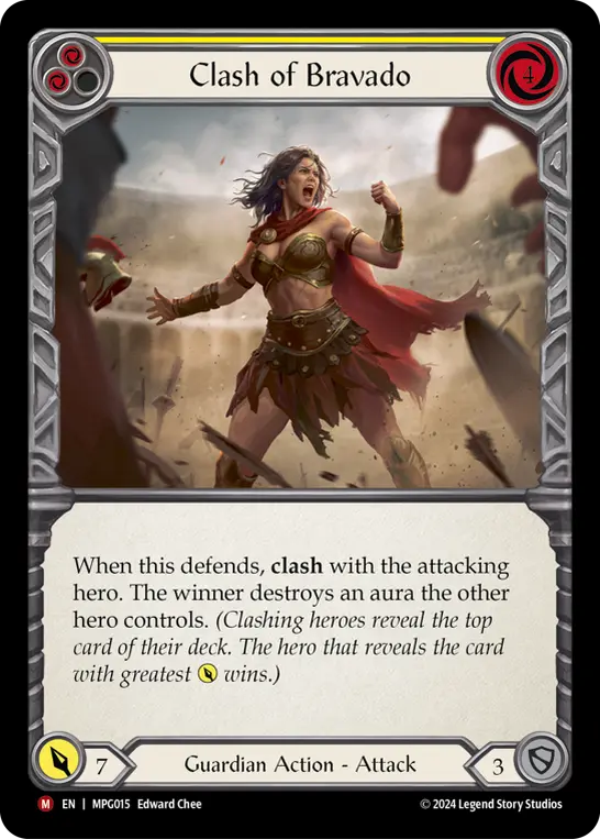 Clash of Bravado — Mastery Pack Guardian Flesh and Blood card by Edward Chee