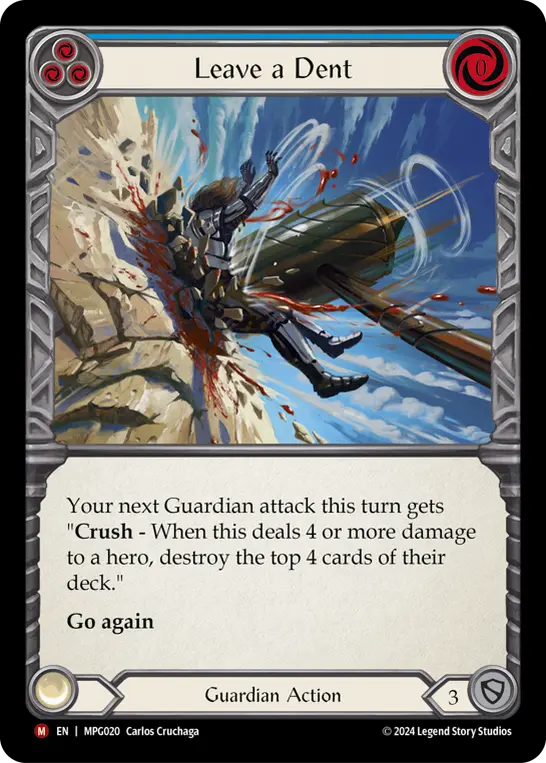 Leave a Dent — Mastery Pack Guardian Flesh and Blood card by Carlos Cruchaga