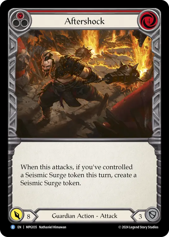 Aftershock (Red) — Mastery Pack Guardian Flesh and Blood card by Nathaniel Himawan