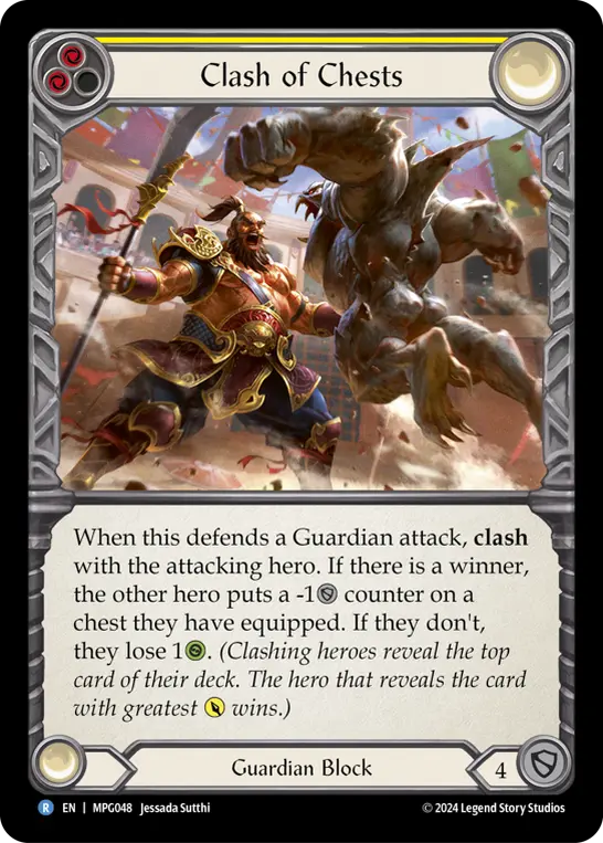 Clash of Chests — Mastery Pack Guardian Flesh and Blood card by Jessada Sutthi