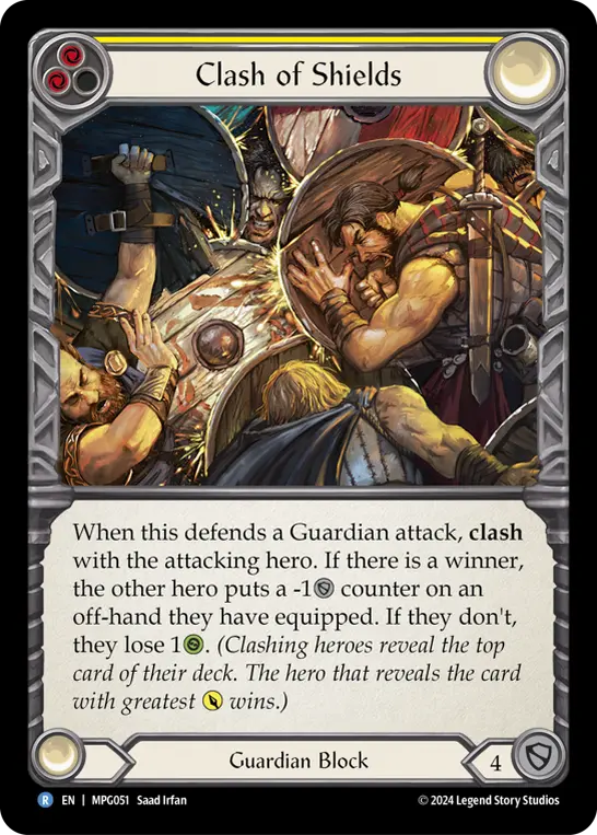 Clash of Shields — Mastery Pack Guardian Flesh and Blood card by Saad Irfan
