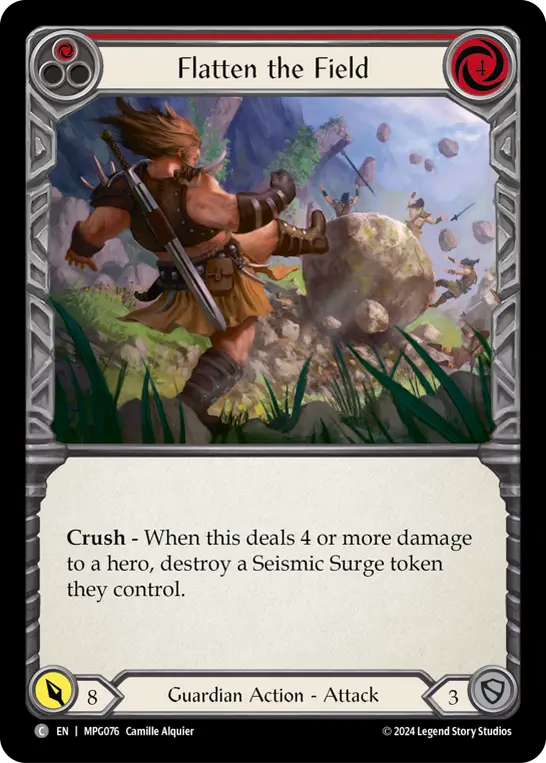 Flatten the Field (Red) — Mastery Pack Guardian Flesh and Blood card by Camille Alquier