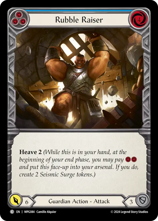Rubble Raiser (Blue) — Mastery Pack Guardian Flesh and Blood card by Camille Alquier