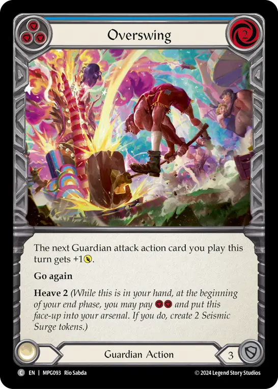 Overswing (Blue) — Mastery Pack Guardian Flesh and Blood card by Rio Sabda