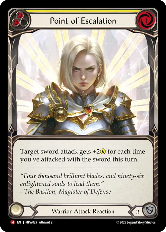 Point of Escalation — Mastery Pack Warrior Flesh and Blood card by Athiwut B.