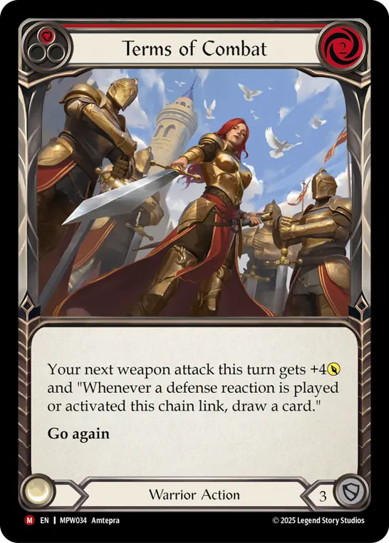 Terms of Combat — Mastery Pack Warrior Flesh and Blood card by Amtepra