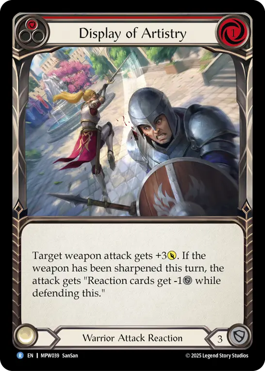 Display of Artistry (Red) — Mastery Pack Warrior Flesh and Blood card by SanSan