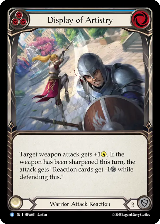 Display of Artistry (Blue) — Mastery Pack Warrior Flesh and Blood card by SanSan