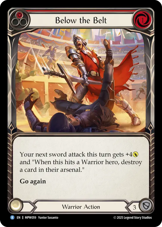 Below the Belt (Red) — Mastery Pack Warrior Flesh and Blood card by Yunior Susanto