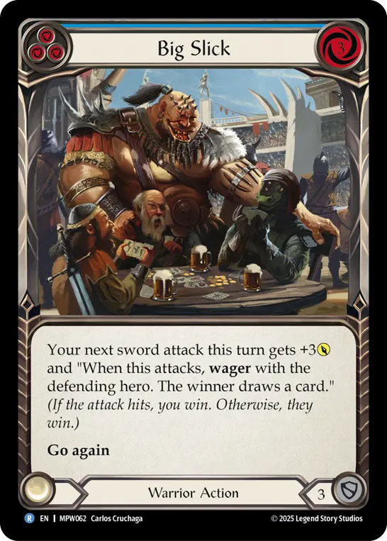 Big Slick (Blue) — Mastery Pack Warrior Flesh and Blood card by Carlos Cruchaga