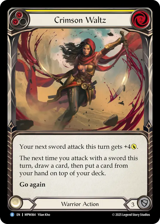Crimson Waltz (Yellow) — Mastery Pack Warrior Flesh and Blood card by Yiian Kho