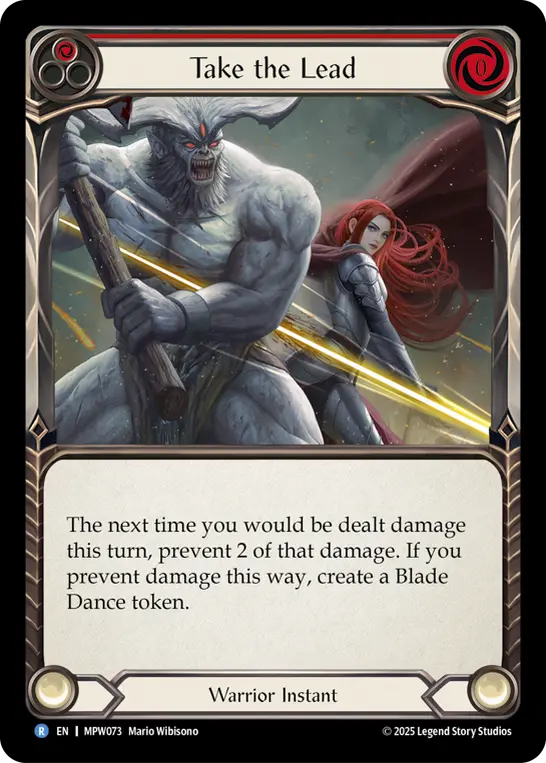 Take the Lead (Red) — Mastery Pack Warrior Flesh and Blood card by Mario Wibisono