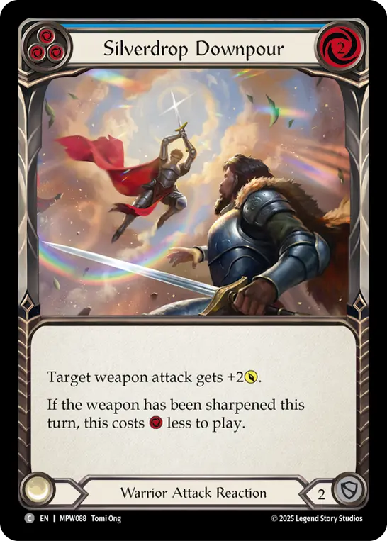 Silverdrop Downpour (Blue) — Mastery Pack Warrior Flesh and Blood card by Tomi Ong