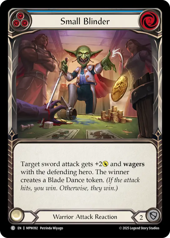 Small Blinder (Blue) — Mastery Pack Warrior Flesh and Blood card by Petrinda Wiyugo