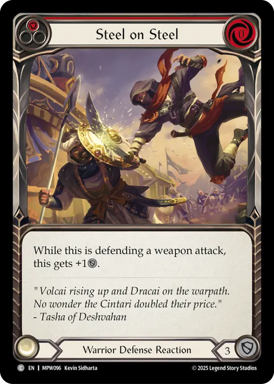 Steel on Steel (Red) — Mastery Pack Warrior Flesh and Blood card by Kevin Sidharta