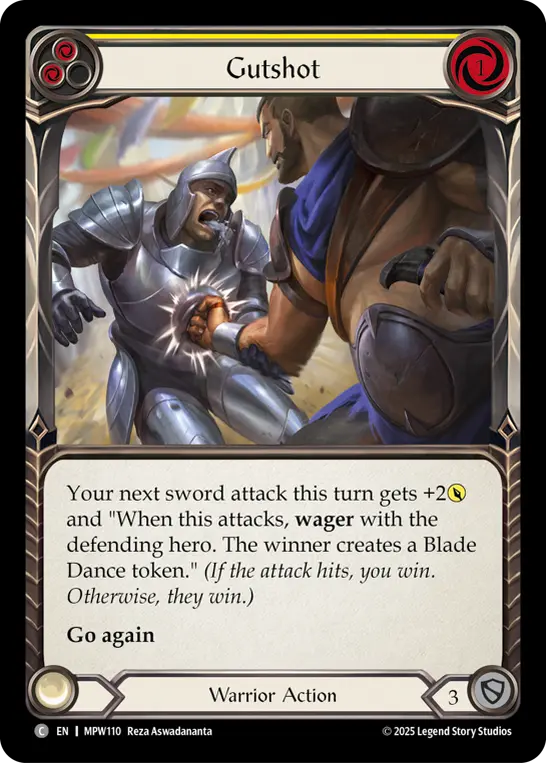 Gutshot (Yellow) — Mastery Pack Warrior Flesh and Blood card by Reza Aswadananta