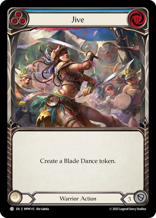 Jive (Blue) — Mastery Pack Warrior Flesh and Blood card by Rio Sabda