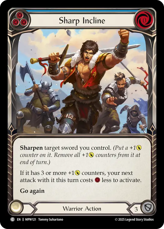 Sharp Incline (Blue) — Mastery Pack Warrior Flesh and Blood card by Tommy Suhartono