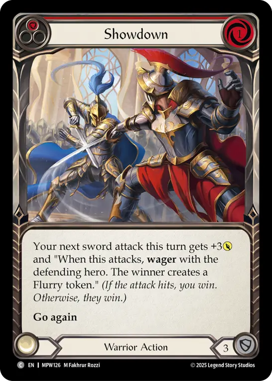 Showdown (Red) — Mastery Pack Warrior Flesh and Blood card by M Fakhrur Rozzi