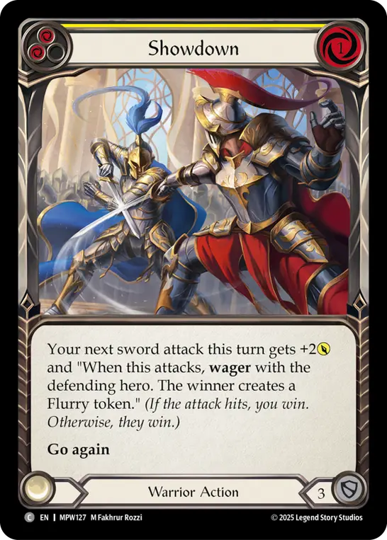 Showdown (Yellow) — Mastery Pack Warrior Flesh and Blood card by M Fakhrur Rozzi
