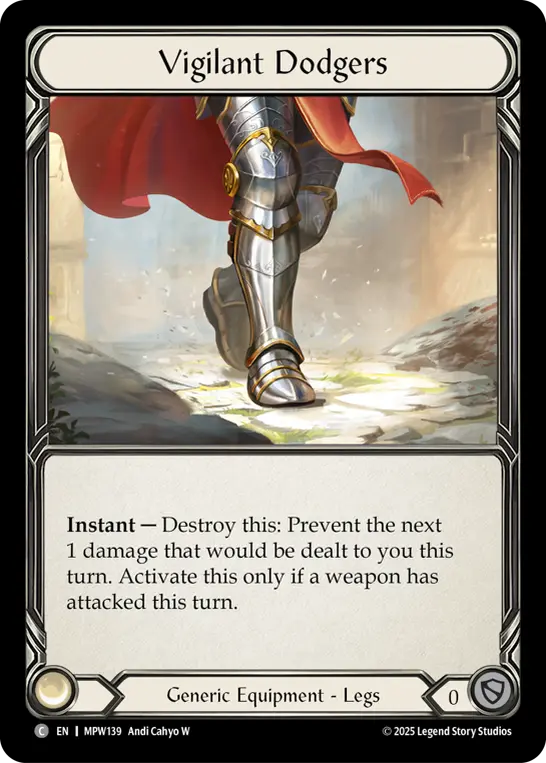 Vigilant Dodgers — Mastery Pack Warrior Flesh and Blood card by Andi Cahyo W