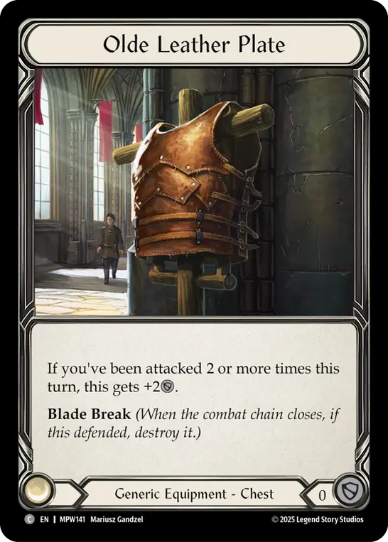 Olde Leather Plate — Mastery Pack Warrior Flesh and Blood card by Mariusz Gandzel