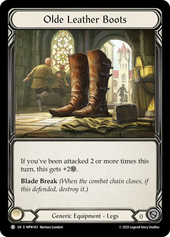 Olde Leather Boots — Mastery Pack Warrior Flesh and Blood card by Mariusz Gandzel