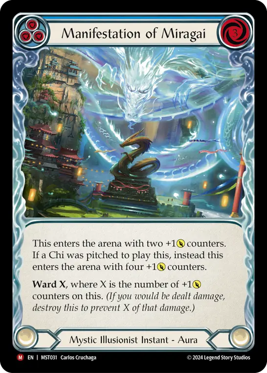Manifestation of Miragai — Part the Mistveil Flesh and Blood card by Carlos Cruchaga
