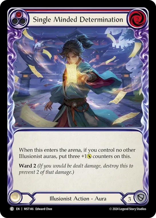 Single Minded Determination (Red) — Part the Mistveil Flesh and Blood card by Edward Chee