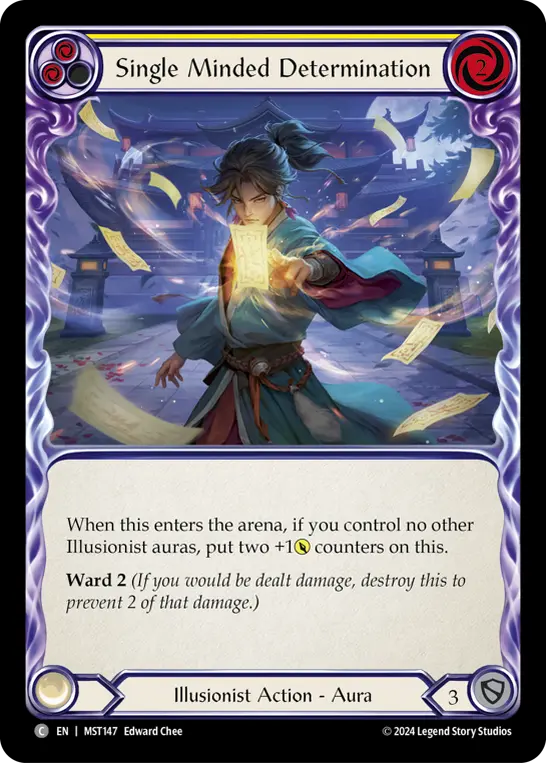 Single Minded Determination (Yellow) — Part the Mistveil Flesh and Blood card by Edward Chee