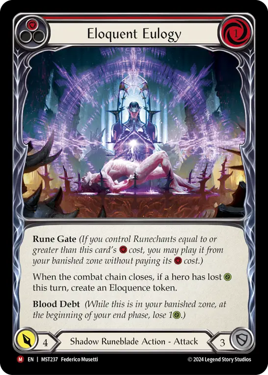 Eloquent Eulogy — Part the Mistveil Flesh and Blood card by Federico Musetti