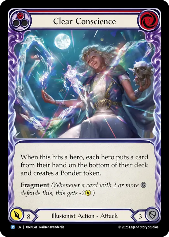 Clear Conscience (Red) — Omens of the Third Age Flesh and Blood card by Nailsen Ivanderlie