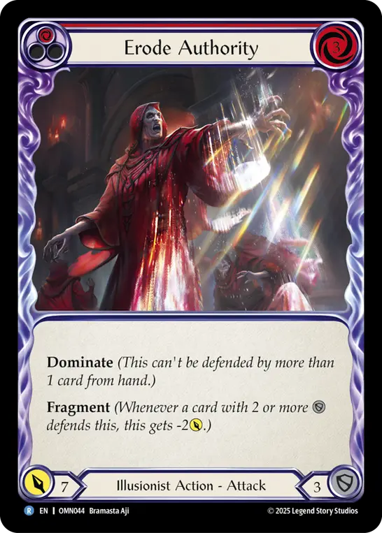 Erode Authority (Red) — Omens of the Third Age Flesh and Blood card by Bramasta Aji