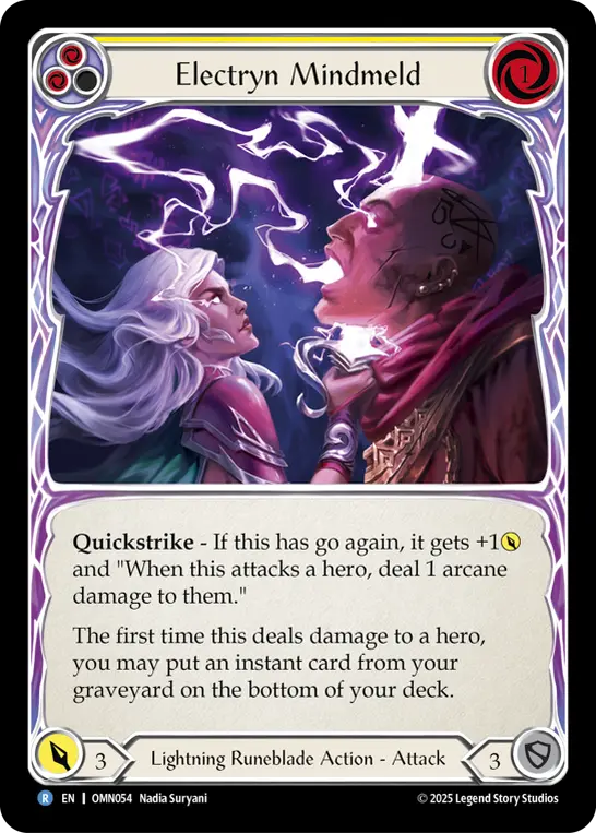 Electryn Mindmeld (Yellow) — Omens of the Third Age Flesh and Blood card by Nadia Suryani