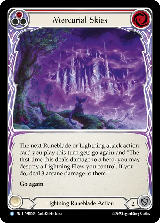 Mercurial Skies (Red) — Omens of the Third Age Flesh and Blood card by Daria Khlebnikova