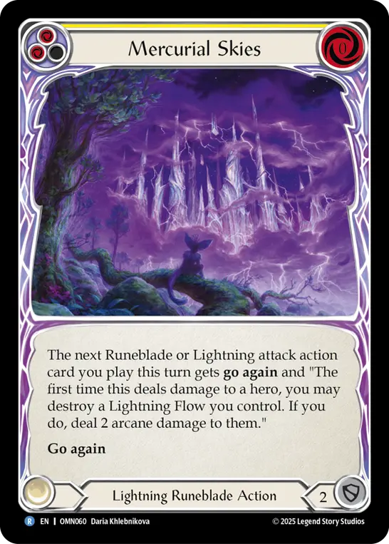 Mercurial Skies (Yellow) — Omens of the Third Age Flesh and Blood card by Daria Khlebnikova