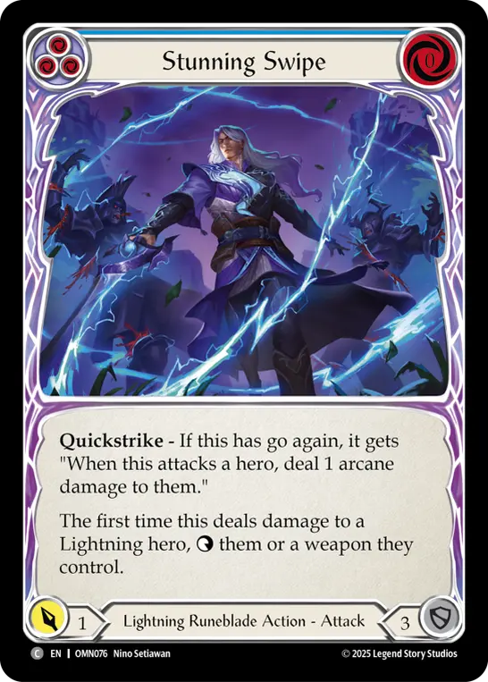 Stunning Swipe (Blue) — Omens of the Third Age Flesh and Blood card by Nino Setiawan