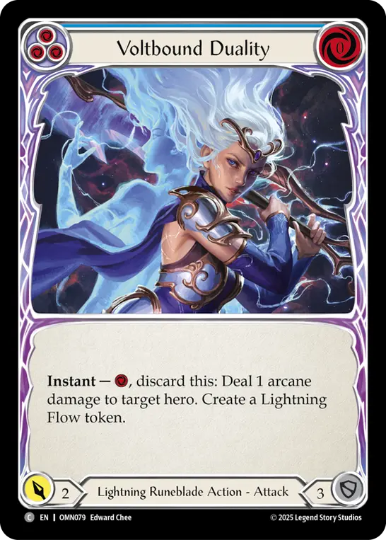 Voltbound Duality (Blue) — Omens of the Third Age Flesh and Blood card by Edward Chee